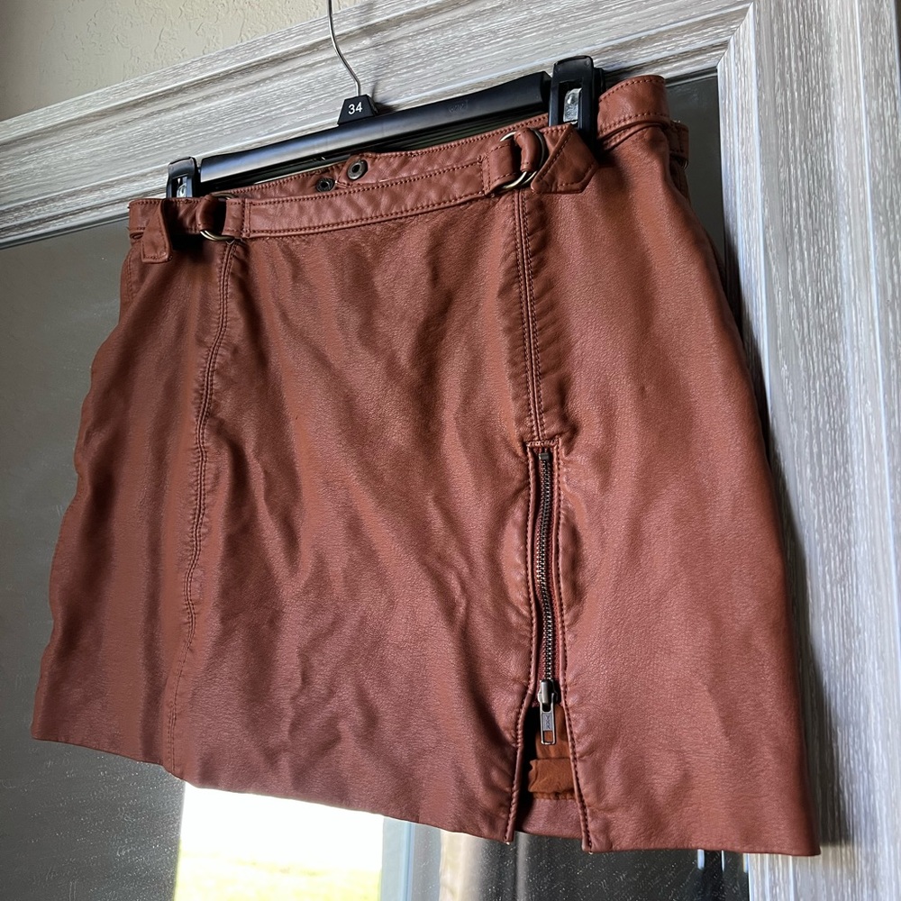 Free People Faux Leather Shirt